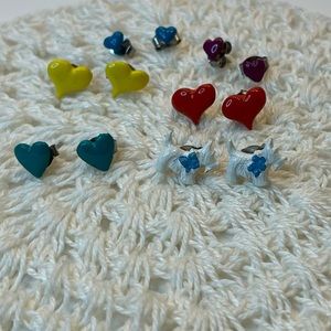 Vintage Enamel Stud/Post Earrings, 6 pairs